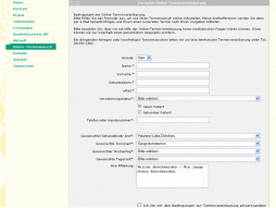 Onlineformular Screenshot